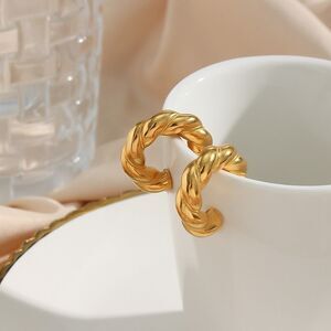 Gold Hoop Twisted Earrings